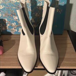 Frame Elegant White Cream Ankle Boots